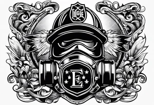 2 letters E, helmet fire fighter, right rescues tattoo idea