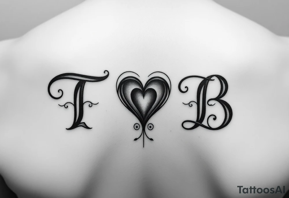 The letters TB with a heart in B remembrance B of my grandmother tattoo idea