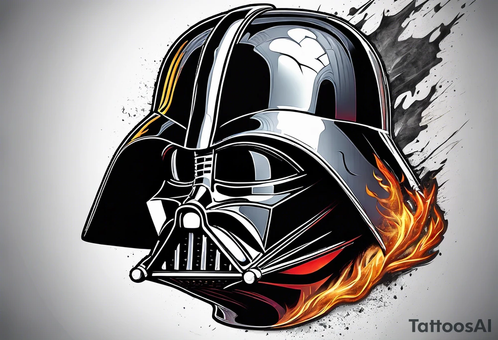 Burnt darth vader helmet with a gladiator tattoo idea