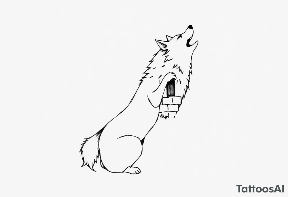 Big bad wolf huffing puffing and blowing a brick house down tattoo idea Big bad wolf huffing puffing and blowing a brick house down tattoo idea