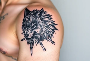 Hyper realistic Wolf, Samurai tattoo idea