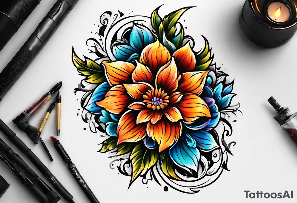 flower fire for a male tattoo tattoo idea