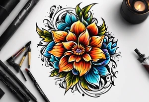 flower fire for a male tattoo tattoo idea