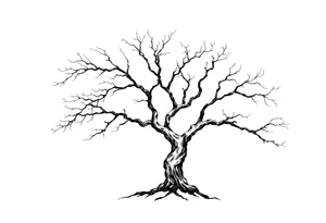 simple windy tree tattoo linework stencil with date 02.18.1998 tattoo idea