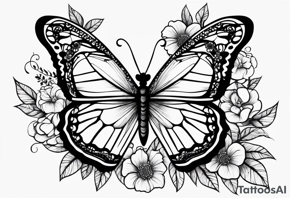 Floral lace butterfly survivor shoulder tattoo half sleeve tattoo idea