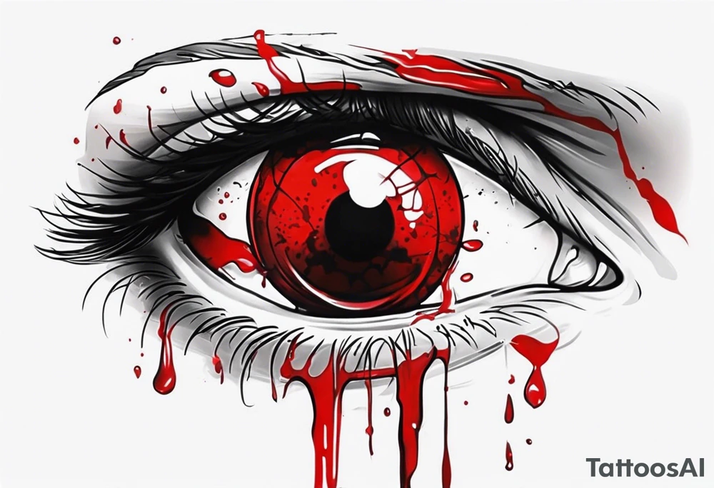 Bloody tear flow to down from eye sleeve tattoo tattoo idea