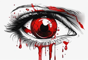 Bloody tear flow to down from eye sleeve tattoo tattoo idea