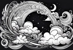 heaven clouds swirl vignette tattoo idea