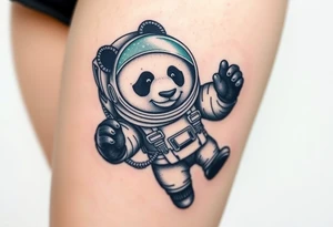 Panda with astronaut suit in outer space tattoo idea