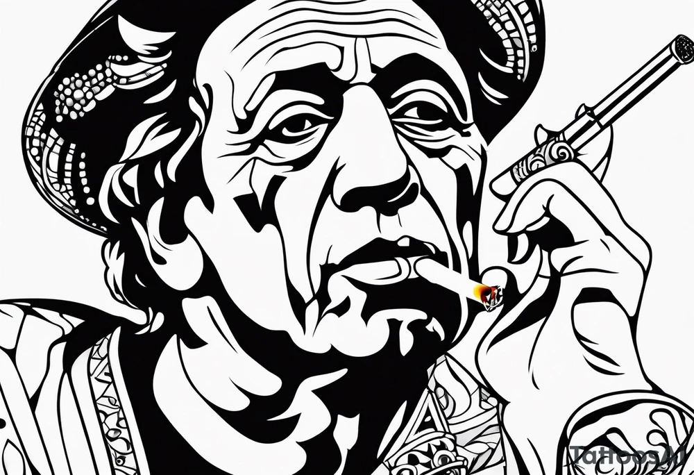 Pablo Picasso smoking cigarette tattoo idea