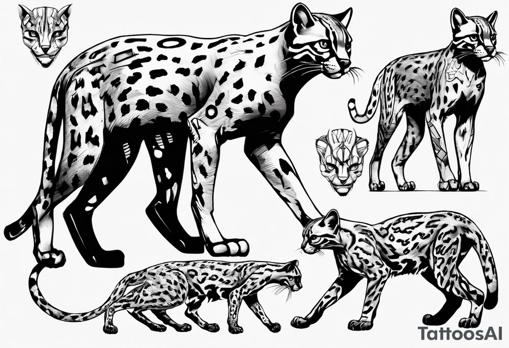 cybernetic ocelot tattoo idea