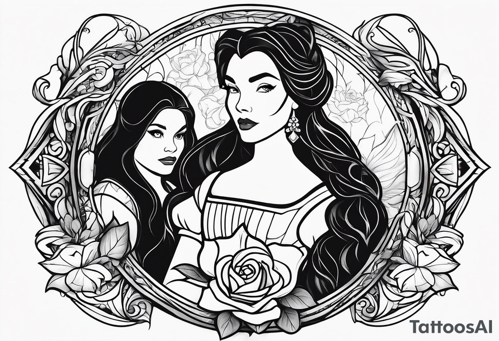 Disney's beauty and the beast, snow white and Pocahontas tattoo idea