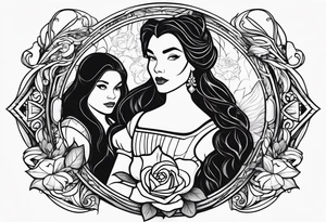 Disney's beauty and the beast, snow white and Pocahontas tattoo idea