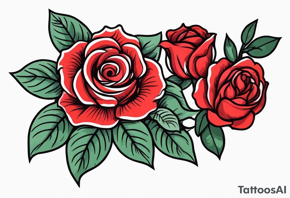traditional rose bundle red tattoo idea