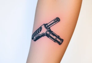 Light saber broken hilt realistic and complex tattoo idea