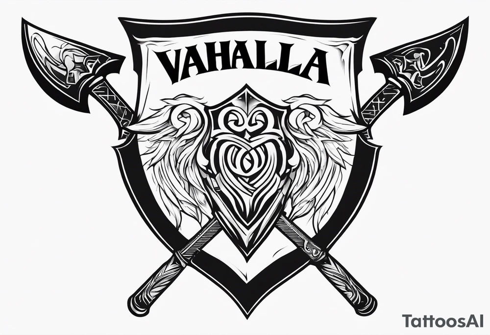 Valhalla sword shield 
 axe tattoo idea