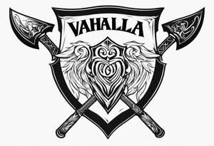 Valhalla sword shield 
 axe tattoo idea