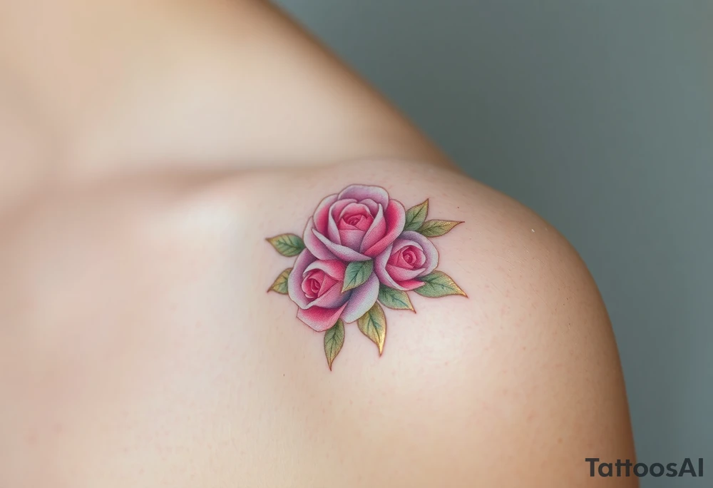 A golden fingerprint with soft pastel roses intertwined, creating a delicate floral effect tattoo idea