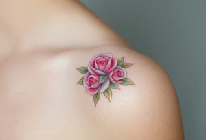 A golden fingerprint with soft pastel roses intertwined, creating a delicate floral effect tattoo idea