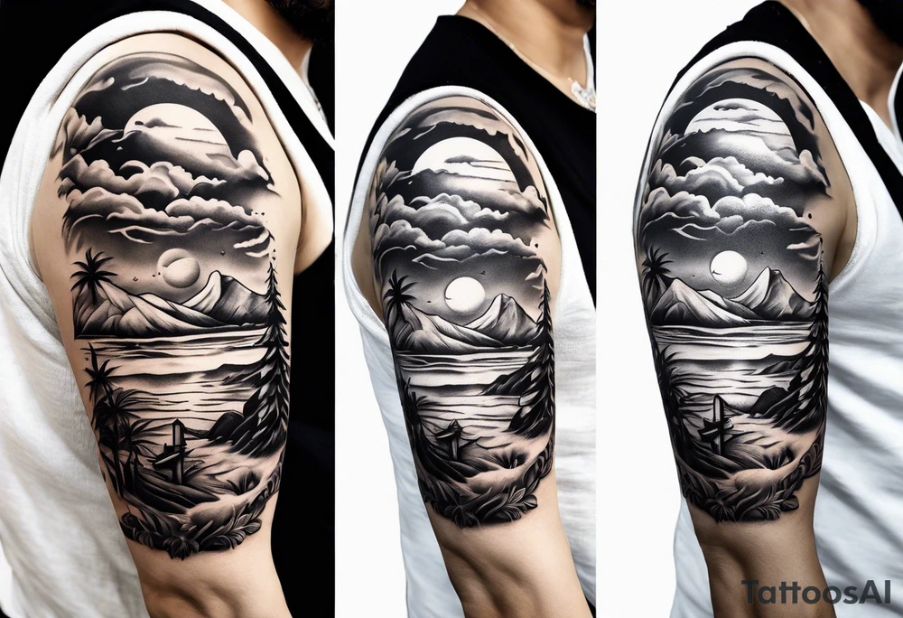 Heavenly Beach Coastal View tattoo idea