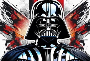 Darth Vader with broken helmet showing real face tattoo idea