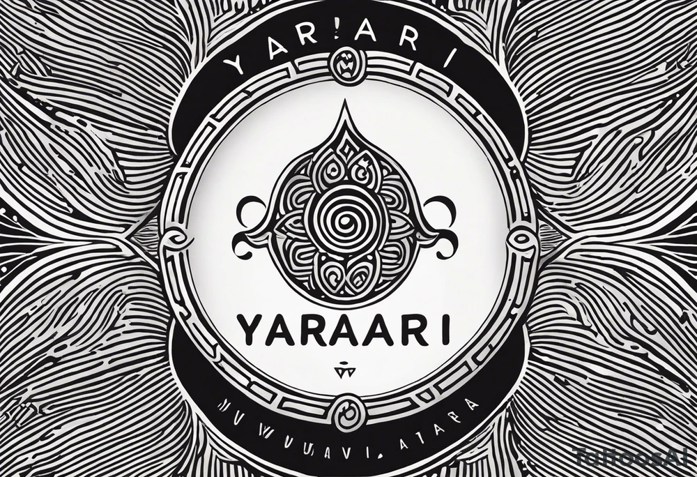a simple easily drawn logo for a bikini brand called Yaraí. In Tupi, an indigenous language of Brazil, "Yaraí" translates to "lively waters."
 Simple logo and unique design symbolizing the meaning "lively waters" . Spiral included in the logo tattoo idea