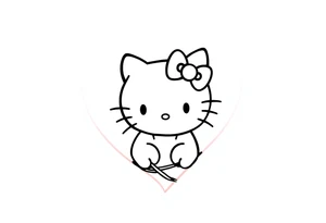 Hello kitty in the middle of a Barbwire heart wearing dark clothes with g59 off to the side tattoo idea