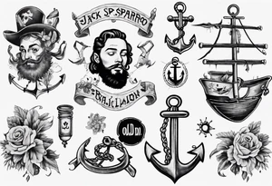 Jack sparro old Dutch style old style with anchor tattoo idea