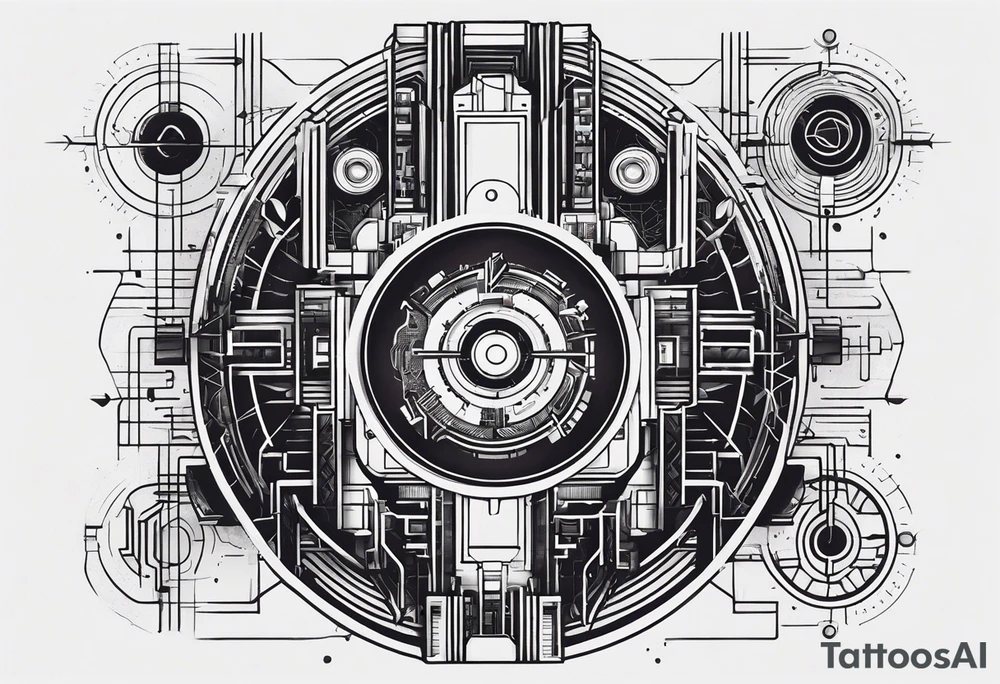 Located on the inner forearm. Technology inspired with circuits. Incorporate two bolder lines that go fully around the arm. It should be minimalistic. tattoo idea