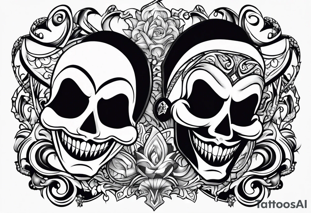 Smile now cry later gangster art masks tattoo idea
