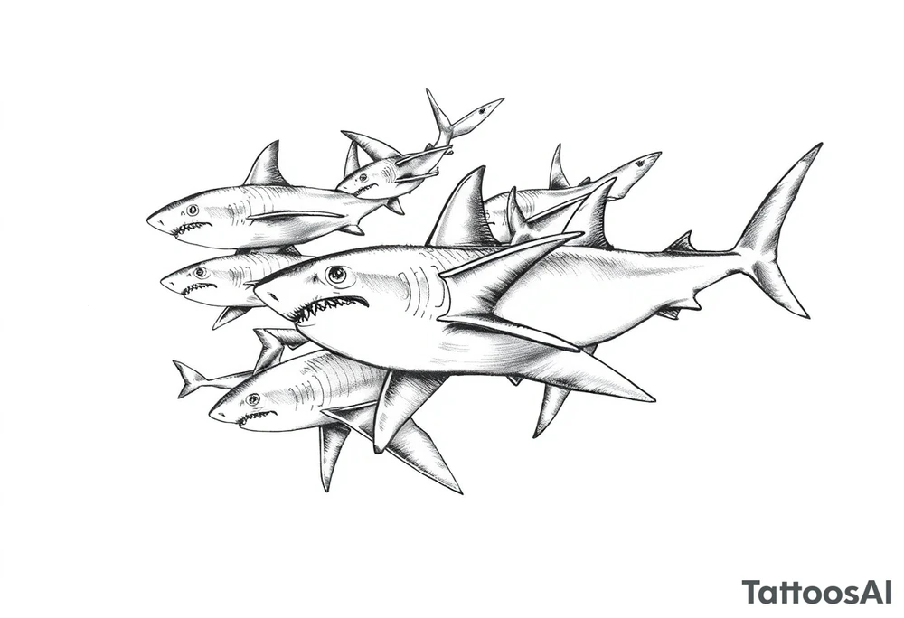 school of sharks from an above view tattoo idea