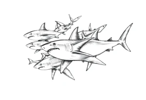 school of sharks from an above view tattoo idea