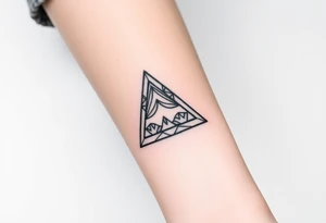 Geometric small triangle about different paths in life merge together and become stronger together while being psychedelic tattoo idea