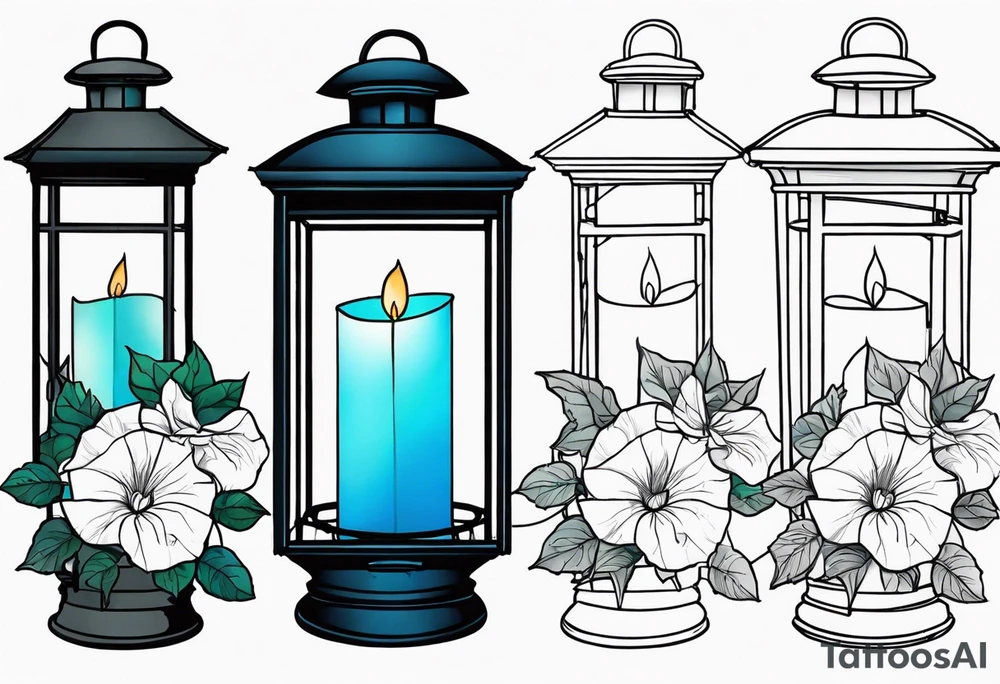 Lantern with morning glories tattoo idea
