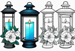 Lantern with morning glories tattoo idea