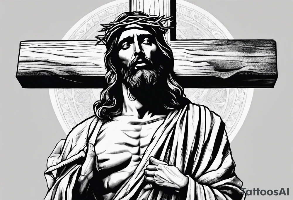 Jesus walking holding the cross before he dies tattoo idea Jesus walking holding the cross before he dies tattoo idea
