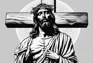 Jesus walking holding the cross before he dies tattoo idea