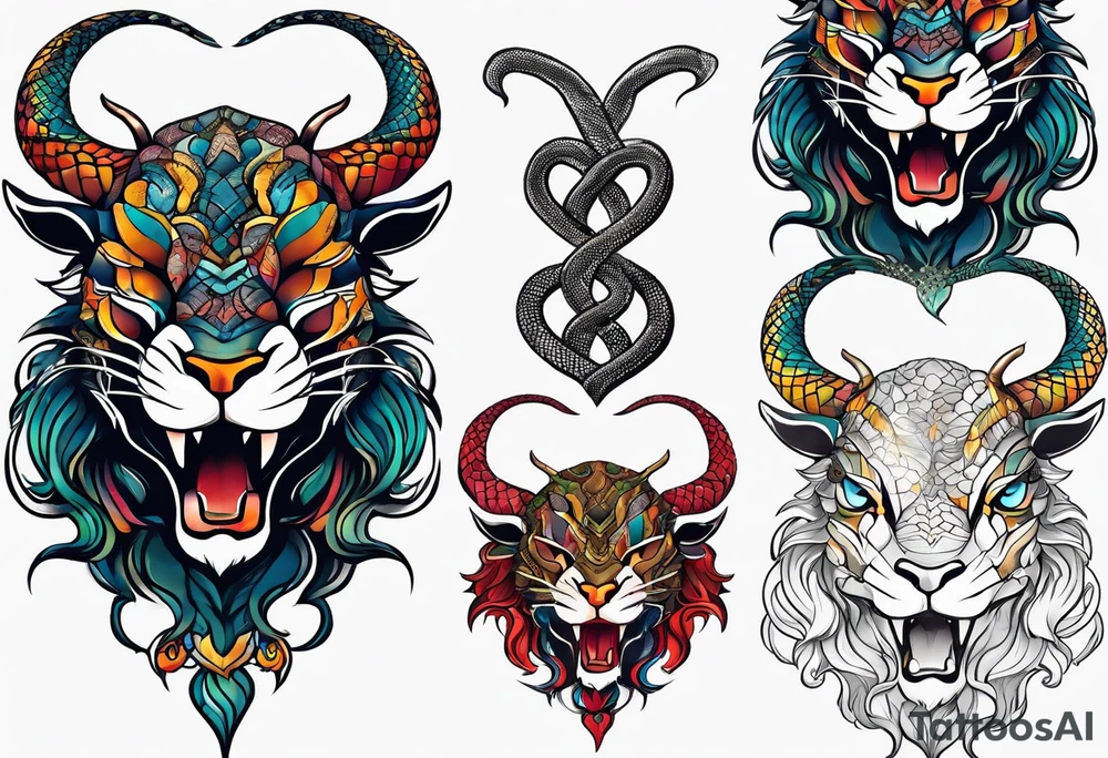 On the goat's head is a snake tattoo idea