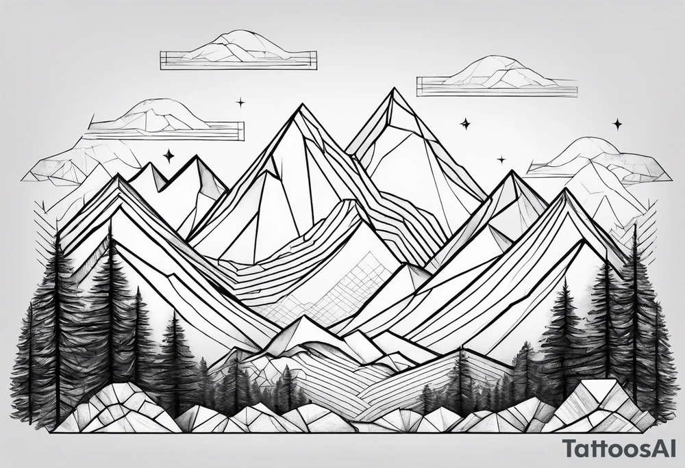 geometric mountains tattoo idea