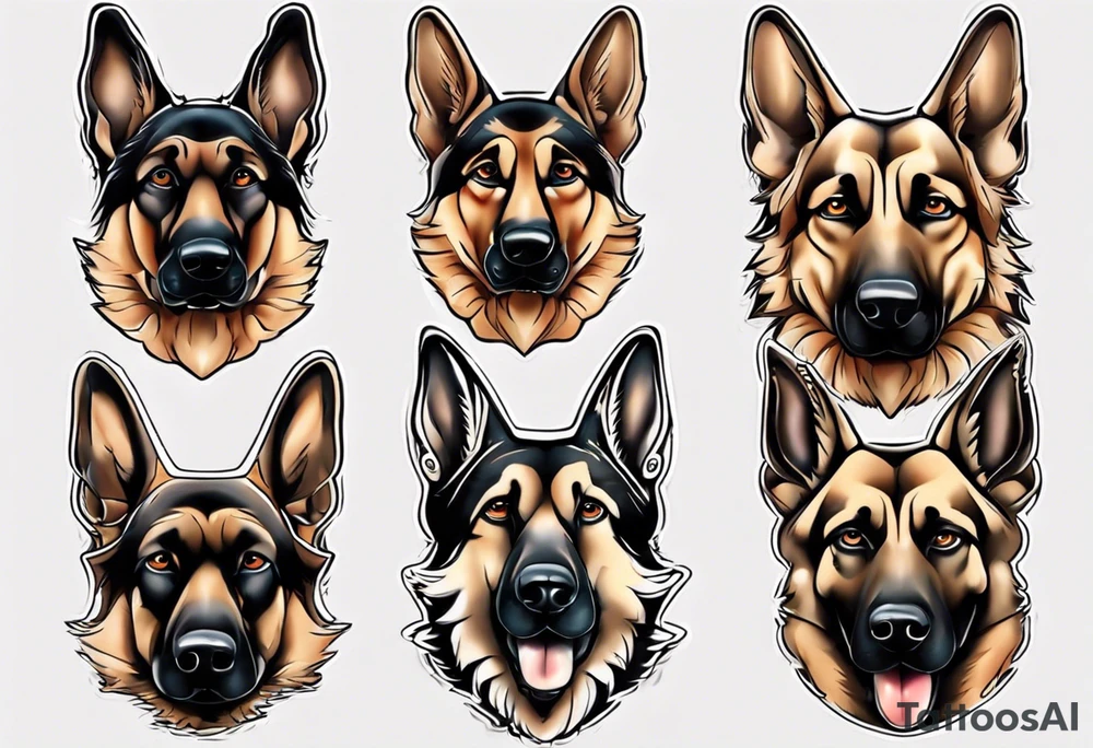German shepherd portrait tattoo idea