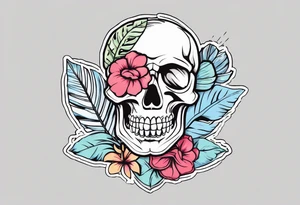 skeleton wearing a hawaiian shirt tattoo idea