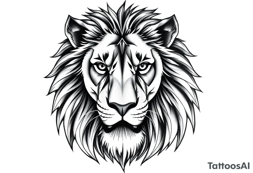 powerful majestic lion, close-up tattoo idea