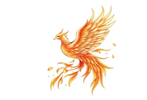 magnificent phoenix rising from golden flames with trailing embers tattoo idea