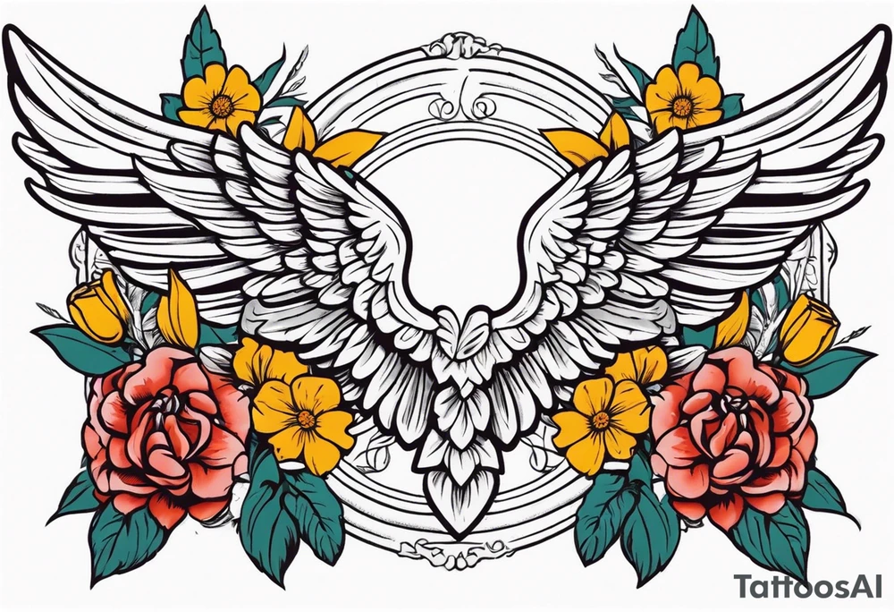 angel wings
old school vintage simple traditional design surrounded by vintage flowers


bold color simple tattoo idea