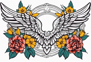 angel wings
old school vintage simple traditional design surrounded by vintage flowers


bold color simple tattoo idea
