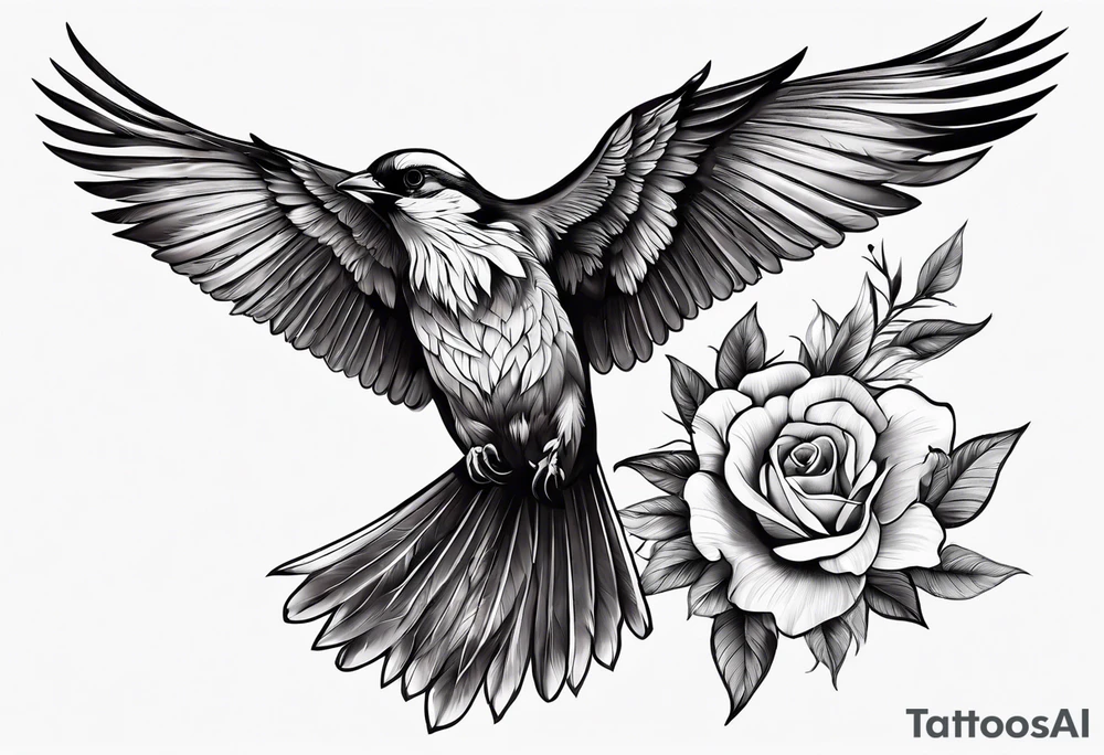 Healed with shading and birds tattoo idea