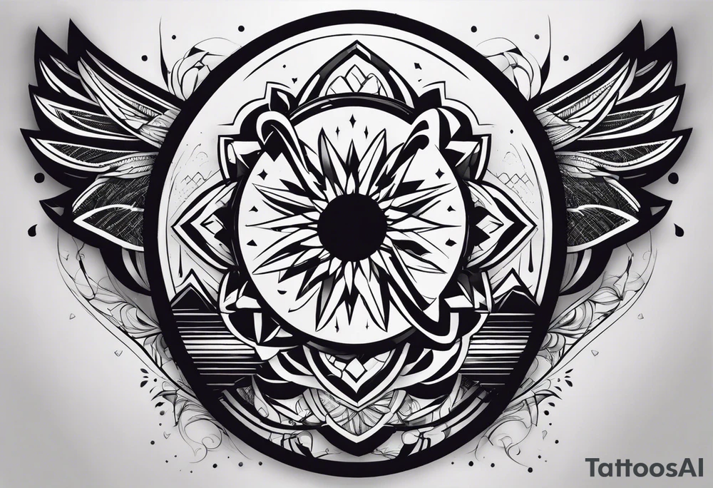 a half-sleeve black and white tattoo idea that incorporates mental health awareness, a passion for EDM music, a first responder past, and keeping a positive mindset. I want everything designed into each other thing tattoo idea