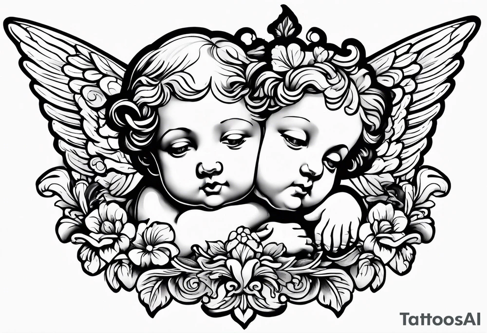 Flying Cherub renaissance style tattoo idea