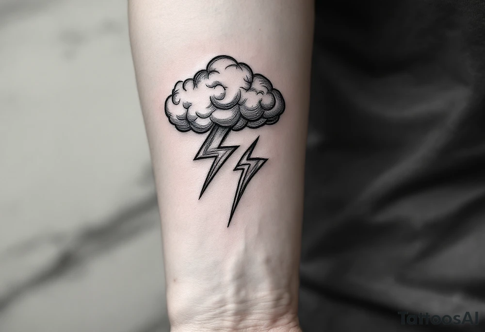 Thunderstorms with music symbol tattoo idea