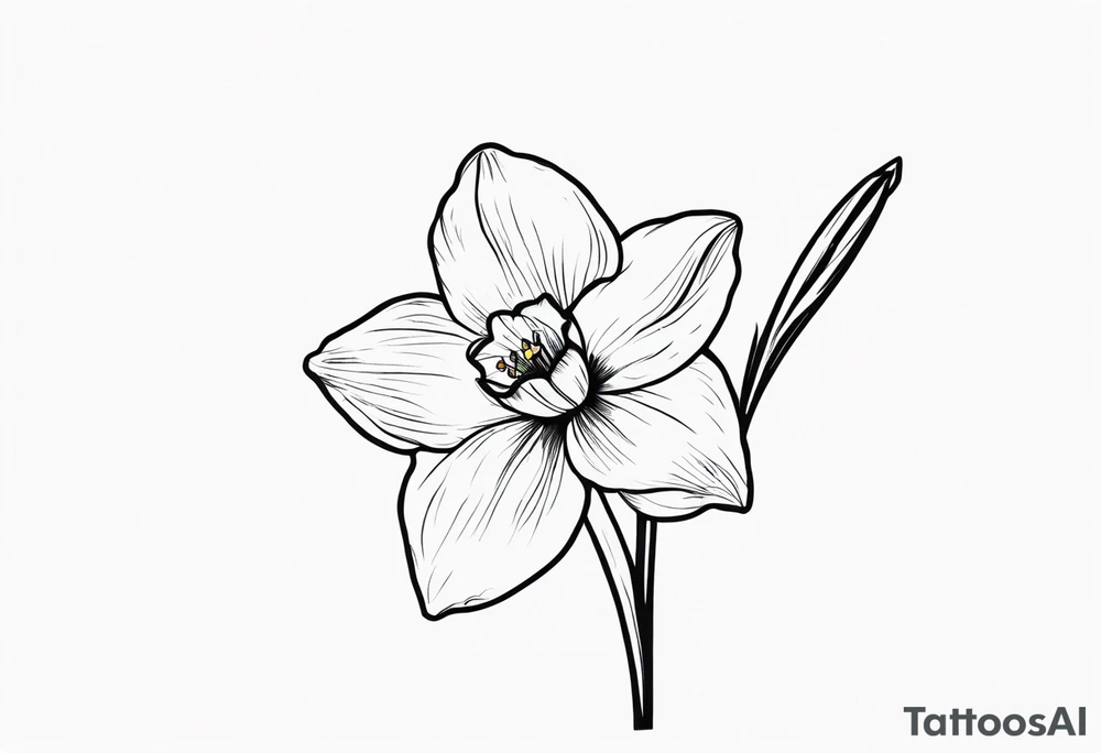single stem narcissus flower tattoo idea